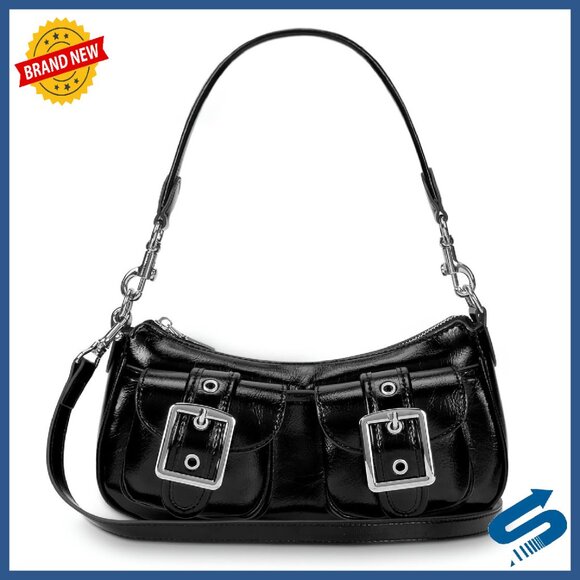 Handbags - Faux Leather Shoulder Bag Crossbody Purse with Pockets Daily Use